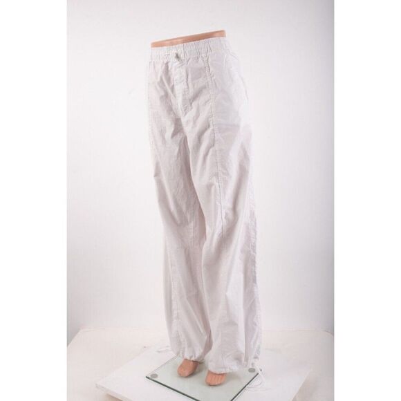 Zara Women White High Rise Cotton Pants Wide Leg L Large Drawstring 5520/207 NWT - Picture 3 of 7
